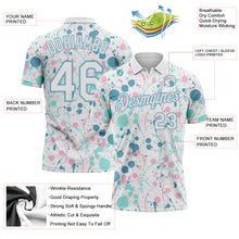 Charger l'image dans la galerie, Custom Graffiti Pattern White Shadow Blue Ice Blue-Light Pink Vibrant Multi-Color Abstract Splatter Performance Polo Shirt
