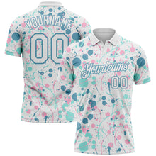 Charger l'image dans la galerie, Custom Graffiti Pattern White Shadow Blue Ice Blue-Light Pink Vibrant Multi-Color Abstract Splatter Performance Polo Shirt
