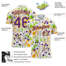 Load image into Gallery viewer, Custom Graffiti Pattern Purple White Neon Green-Gold Vibrant Multi-Color Abstract Splatter Performance Polo Shirt
