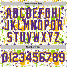 Load image into Gallery viewer, Custom Graffiti Pattern Purple White Neon Green-Gold Vibrant Multi-Color Abstract Splatter Performance Polo Shirt
