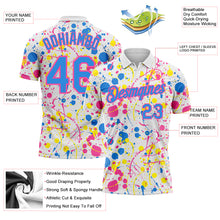 Charger l'image dans la galerie, Custom Graffiti Pattern Powder Blue White Pink-Light Yellow Vibrant Multi-Color Abstract Splatter Performance Polo Shirt
