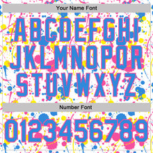 Charger l'image dans la galerie, Custom Graffiti Pattern Powder Blue White Pink-Light Yellow Vibrant Multi-Color Abstract Splatter Performance Polo Shirt
