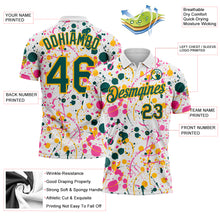 Laden Sie das Bild in den Galerie-Viewer, Custom Graffiti Pattern Midnight Green White Pink-Gold Vibrant Multi-Color Abstract Splatter Performance Polo Shirt
