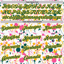 Laden Sie das Bild in den Galerie-Viewer, Custom Graffiti Pattern Midnight Green White Pink-Gold Vibrant Multi-Color Abstract Splatter Performance Polo Shirt
