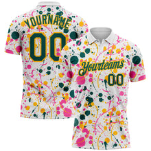 Laden Sie das Bild in den Galerie-Viewer, Custom Graffiti Pattern Midnight Green White Pink-Gold Vibrant Multi-Color Abstract Splatter Performance Polo Shirt
