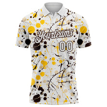 Laden Sie das Bild in den Galerie-Viewer, Custom Graffiti Pattern White Yellow Brown-City Cream Vibrant Multi-Color Abstract Splatter Performance Polo Shirt
