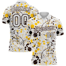 Laden Sie das Bild in den Galerie-Viewer, Custom Graffiti Pattern White Yellow Brown-City Cream Vibrant Multi-Color Abstract Splatter Performance Polo Shirt
