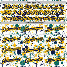 Load image into Gallery viewer, Custom Graffiti Pattern Navy White Teal-Gold Vibrant Multi-Color Abstract Splatter Performance Polo Shirt
