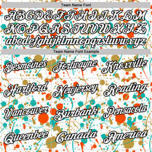 Charger l'image dans la galerie, Custom Graffiti Pattern White Orange Old Gold Aqua-Black Vibrant Multi-Color Abstract Splatter Performance Polo Shirt

