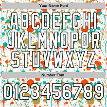 Charger l'image dans la galerie, Custom Graffiti Pattern White Orange Old Gold Aqua-Black Vibrant Multi-Color Abstract Splatter Performance Polo Shirt
