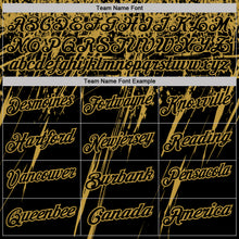 Load image into Gallery viewer, Custom Black-Old Gold Distressed Scratch Brush Stroke Performance Polo Shirt

