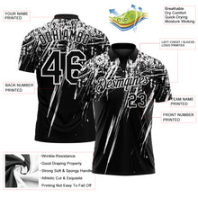 Load image into Gallery viewer, Custom Black-White Distressed Scratch Brush Stroke Performance Polo Shirt
