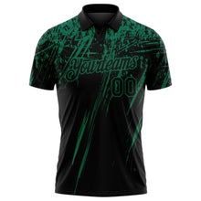 Load image into Gallery viewer, Custom Black-Kelly Green Distressed Scratch Brush Stroke Performance Polo Shirt
