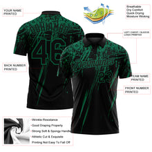 Load image into Gallery viewer, Custom Black-Kelly Green Distressed Scratch Brush Stroke Performance Polo Shirt
