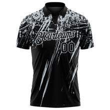 Загрузить изображение в средство просмотра галереи, Custom Black-Silver Distressed Scratch Brush Stroke Performance Polo Shirt
