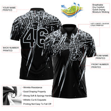 Загрузить изображение в средство просмотра галереи, Custom Black-Silver Distressed Scratch Brush Stroke Performance Polo Shirt
