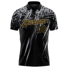 Charger l'image dans la galerie, Custom Black Gray-Old Gold Distressed Scratch Brush Stroke Performance Polo Shirt
