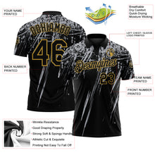 Charger l'image dans la galerie, Custom Black Gray-Old Gold Distressed Scratch Brush Stroke Performance Polo Shirt
