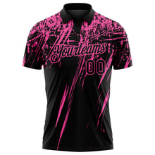 Загрузить изображение в средство просмотра галереи, Custom Black-Pink Distressed Scratch Brush Stroke Performance Polo Shirt
