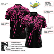 Загрузить изображение в средство просмотра галереи, Custom Black-Pink Distressed Scratch Brush Stroke Performance Polo Shirt
