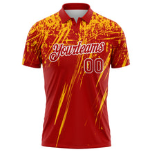 Загрузить изображение в средство просмотра галереи, Custom Red Gold-White Distressed Scratch Brush Stroke Performance Polo Shirt
