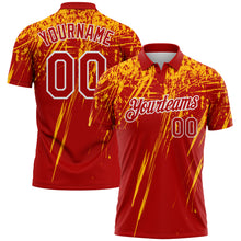 Загрузить изображение в средство просмотра галереи, Custom Red Gold-White Distressed Scratch Brush Stroke Performance Polo Shirt

