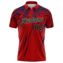 Laden Sie das Bild in den Galerie-Viewer, Custom Red Navy-Old Gold Distressed Scratch Brush Stroke Performance Polo Shirt
