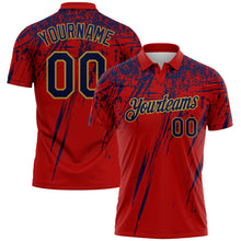 Laden Sie das Bild in den Galerie-Viewer, Custom Red Navy-Old Gold Distressed Scratch Brush Stroke Performance Polo Shirt
