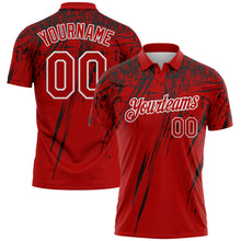 Laden Sie das Bild in den Galerie-Viewer, Custom Red Black-White Distressed Scratch Brush Stroke Performance Polo Shirt
