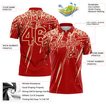 Загрузить изображение в средство просмотра галереи, Custom Red-City Cream Distressed Scratch Brush Stroke Performance Polo Shirt
