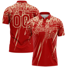 Загрузить изображение в средство просмотра галереи, Custom Red-City Cream Distressed Scratch Brush Stroke Performance Polo Shirt
