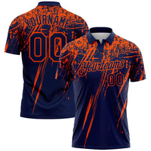 Laden Sie das Bild in den Galerie-Viewer, Custom Navy-Orange Distressed Scratch Brush Stroke Performance Polo Shirt
