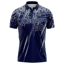 Laden Sie das Bild in den Galerie-Viewer, Custom Navy-Gray Distressed Scratch Brush Stroke Performance Polo Shirt
