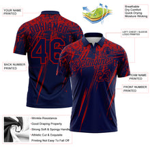Laden Sie das Bild in den Galerie-Viewer, Custom Navy-Red Distressed Scratch Brush Stroke Performance Polo Shirt
