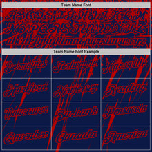 Laden Sie das Bild in den Galerie-Viewer, Custom Navy-Red Distressed Scratch Brush Stroke Performance Polo Shirt
