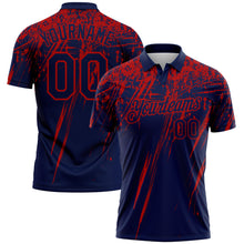 Laden Sie das Bild in den Galerie-Viewer, Custom Navy-Red Distressed Scratch Brush Stroke Performance Polo Shirt
