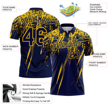 Laden Sie das Bild in den Galerie-Viewer, Custom Navy-Yellow Distressed Scratch Brush Stroke Performance Polo Shirt
