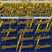 Laden Sie das Bild in den Galerie-Viewer, Custom Navy-Yellow Distressed Scratch Brush Stroke Performance Polo Shirt
