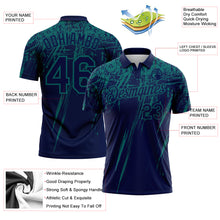 Laden Sie das Bild in den Galerie-Viewer, Custom Navy-Teal Distressed Scratch Brush Stroke Performance Polo Shirt
