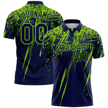 Загрузить изображение в средство просмотра галереи, Custom Navy-Neon Green Distressed Scratch Brush Stroke Performance Polo Shirt
