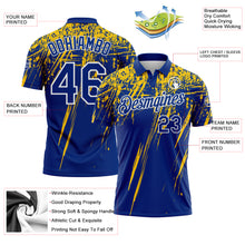 Load image into Gallery viewer, Custom Royal Yellow-White Distressed Scratch Brush Stroke Performance Polo Shirt
