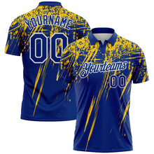 Load image into Gallery viewer, Custom Royal Yellow-White Distressed Scratch Brush Stroke Performance Polo Shirt
