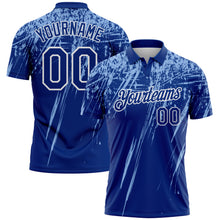 Загрузить изображение в средство просмотра галереи, Custom Royal Light Blue-White Distressed Scratch Brush Stroke Performance Polo Shirt
