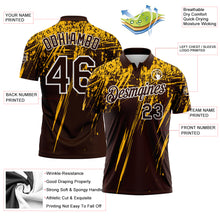 Load image into Gallery viewer, Custom Brown Gold-White Distressed Scratch Brush Stroke Performance Polo Shirt
