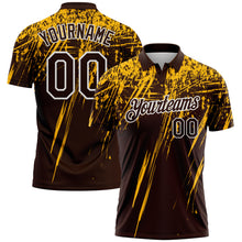 Load image into Gallery viewer, Custom Brown Gold-White Distressed Scratch Brush Stroke Performance Polo Shirt
