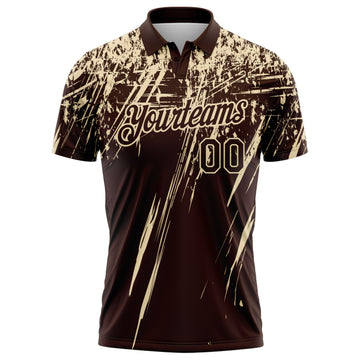 Custom Brown-Cream Distressed Scratch Brush Stroke Performance Polo Shirt