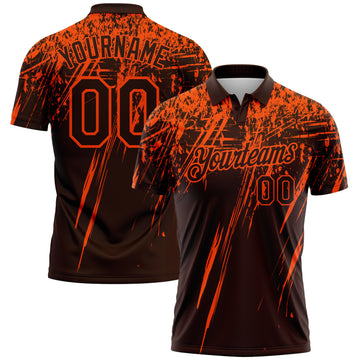 Custom Brown-Orange Distressed Scratch Brush Stroke Performance Polo Shirt