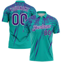 Charger l'image dans la galerie, Custom Aqua Purple-White Distressed Scratch Brush Stroke Performance Polo Shirt
