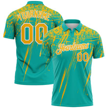 Загрузить изображение в средство просмотра галереи, Custom Aqua Gold-White Distressed Scratch Brush Stroke Performance Polo Shirt
