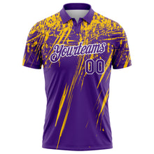 Load image into Gallery viewer, Custom Purple Yellow-White Distressed Scratch Brush Stroke Performance Polo Shirt
